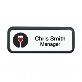 Plastic Framed Badges Rounded Corners - Personalized 1"X3" (Uv Inkjet & Engraved) with Logo