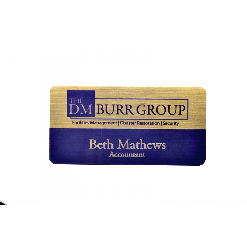 Full Color Professional Metal Sublimation Badge - Brass - 1.5"x3" - USA Made Custom Printed Full Color Professional Metal Sublimation Badge - Brass - 1.5"x3" - USA Made Custom Printed