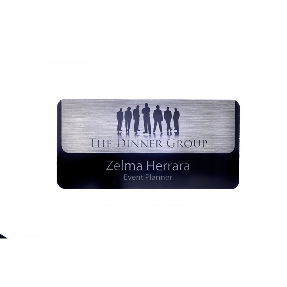 Custom Imprinted Full Color Professional Metal Sublimation Badge - Nickel Silver - 1.5"x3" - USA Made Custom Imprinted Full Color Professional Metal Sublimation Badge - Nickel Silver - 1.5"x3" - USA Made