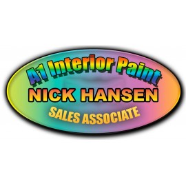 Metal Name Badge 1.5"x3" Oval with Logo