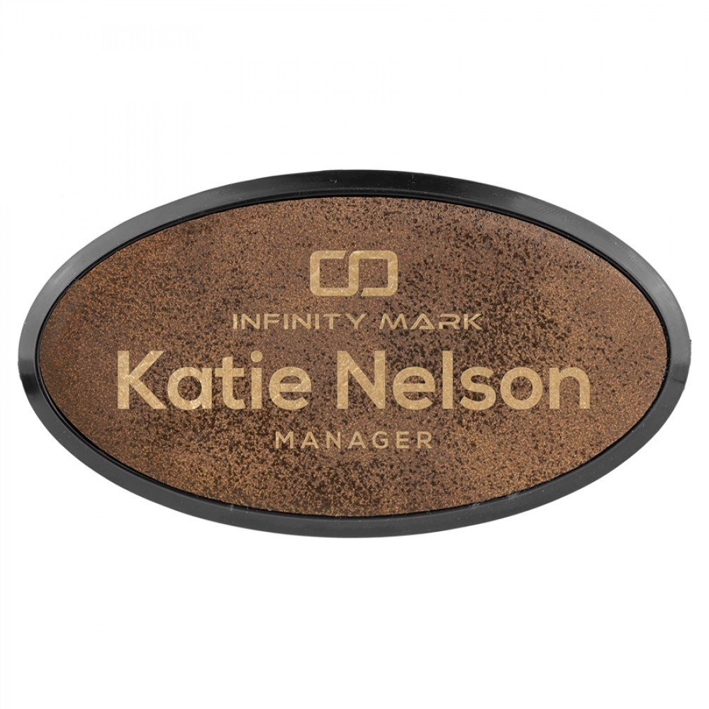 Promotional 1.5" x 3" - Premium Leatherette Name Tags or Badges - Oval