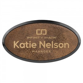 Logo Branded 1.5" x 3" - Premium Leatherette Name Tags or Badges - Oval