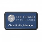 Promotional Plastic Framed Badges Rounded Corners (1.5"X3") (Screened & Engraved)
