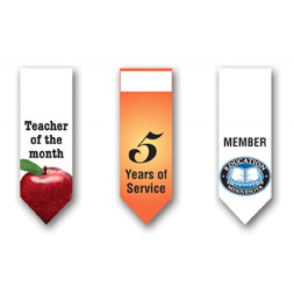 Custom USA Made Tall Pointed Paper Badge Ribbon Full-Color (5/8"x1-7/8") Custom USA Made Tall Pointed Paper Badge Ribbon Full-Color (5/8"x1-7/8")