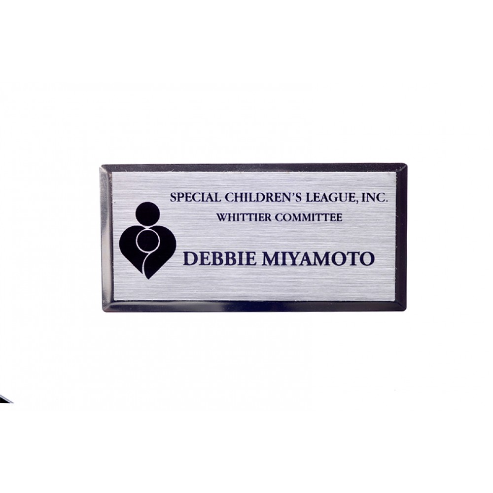 Executive Line Beveled Badge - Silver - 1.5"x3" - USA Made Custom Imprinted Executive Line Beveled Badge - Silver - 1.5"x3" - USA Made Custom Imprinted
