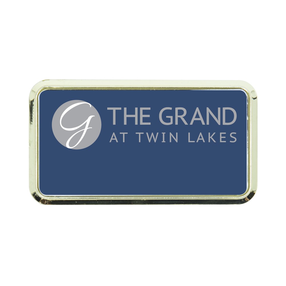 Plastic Framed Badge Rounded Corners - No Personalization 1.5"X3" (Screened) with Logo