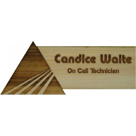 Wooden Laser Engraved Named Badge (1.5"x3") with Logo