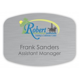 Full Color Name Badge w/ Personalization (2.75"X3.75") Arched Rectangle with Logo  Full Color Name Badge w/ Personalization (2.75"X3.75") Arched Rectangle with Logo