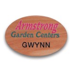 Full-Color Wood Badge Large Oval - USA Made Logo Imprinted