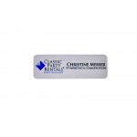 Custom Imprinted Full Color Professional Metal Sublimation Badge - Silver Aluminum - 1"x3" - USA Made