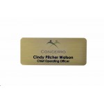 Full Color Professional Metal Sublimation Badge - Gold Aluminum - 1.25"x3" - USA Made Custom Imprinted