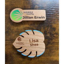 Personalized 1.5" x 3" Custom Shaped Hardwood Name Tags