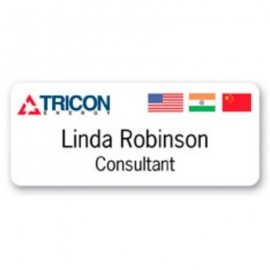 Laminated Personalized Name Badge (1.25"x3") Rectangle with Logo