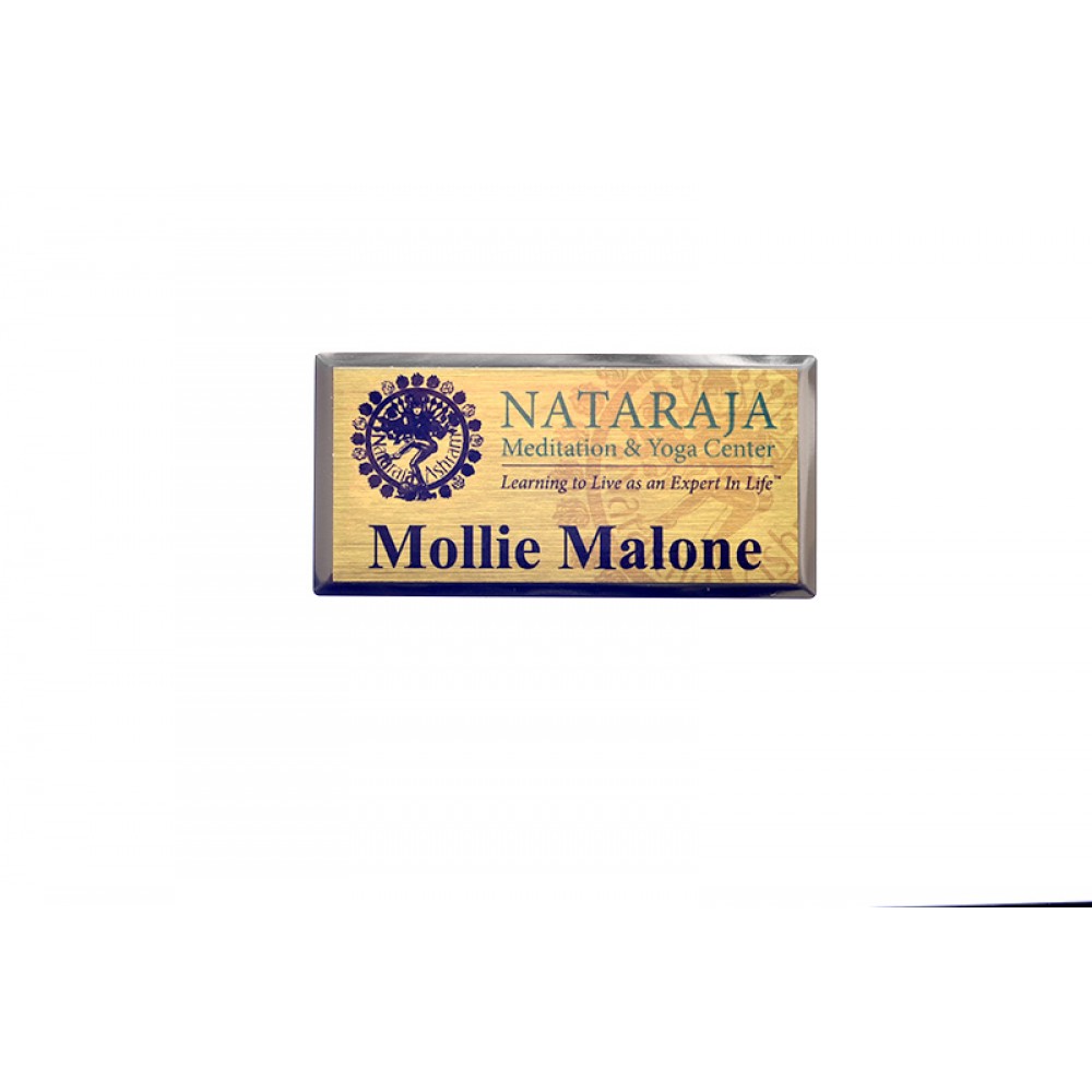 Executive Line Beveled Badge w/ Aluminum Insert - Silver/Gold - 1.5"x3" - USA Made Custom Imprinted Executive Line Beveled Badge w/ Aluminum Insert - Silver/Gold - 1.5"x3" - USA Made Custom Imprinted