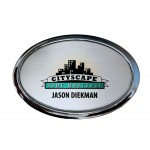 Silver Framed Oval Name Badge w/Full Color Imprint & Personalization (2 3/4" x 1 7/8") with Logo
