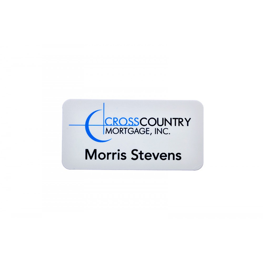 Custom Imprinted Full Color Professional Metal Sublimation Badge - White Aluminum - 1.5"x3" - USA Made Custom Imprinted Full Color Professional Metal Sublimation Badge - White Aluminum - 1.5"x3" - USA Made