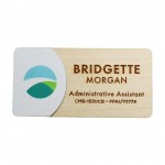 LuxeLayer Premium UV Inkjet & Wood Combo Badge 1.5"x3" with Logo