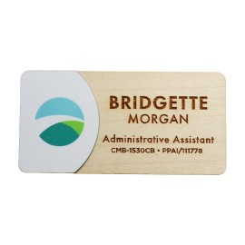 LuxeLayer Premium UV Inkjet & Wood Combo Badge 1.5"x3" with Logo