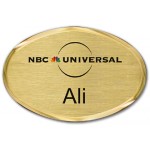 Executive Line Beveled Badge - Gold - Oval - USA Made Custom Printed