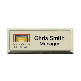 Plastic Framed Badges Square Corners - Personalized 1"X3" (Uv Inkjet & Engraved) with Logo