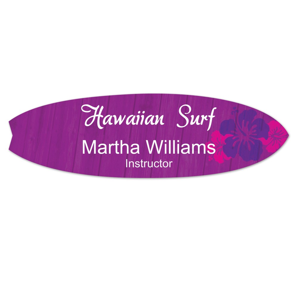 Laminated Personalized Name Badge (1.675x5.5") Surfboard with Logo