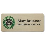 Full Color Professional Metal Sublimation Badge - Nickel Silver - 1.25"x3" - USA Made Logo Imprinted