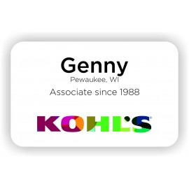 Promotional Name Badge w/Full Color Imprint & Personalization, Laminated