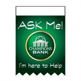 USA Made Synthetic Paper Badge Ribbon Full-Color (3.5x2.5") Peaked Bottom with Logo