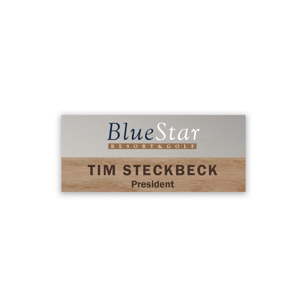 LuxeLayer Premium Metal & Wood Combo Badge 1.25"x3" with Logo LuxeLayer Premium Metal & Wood Combo Badge 1.25"x3" with Logo