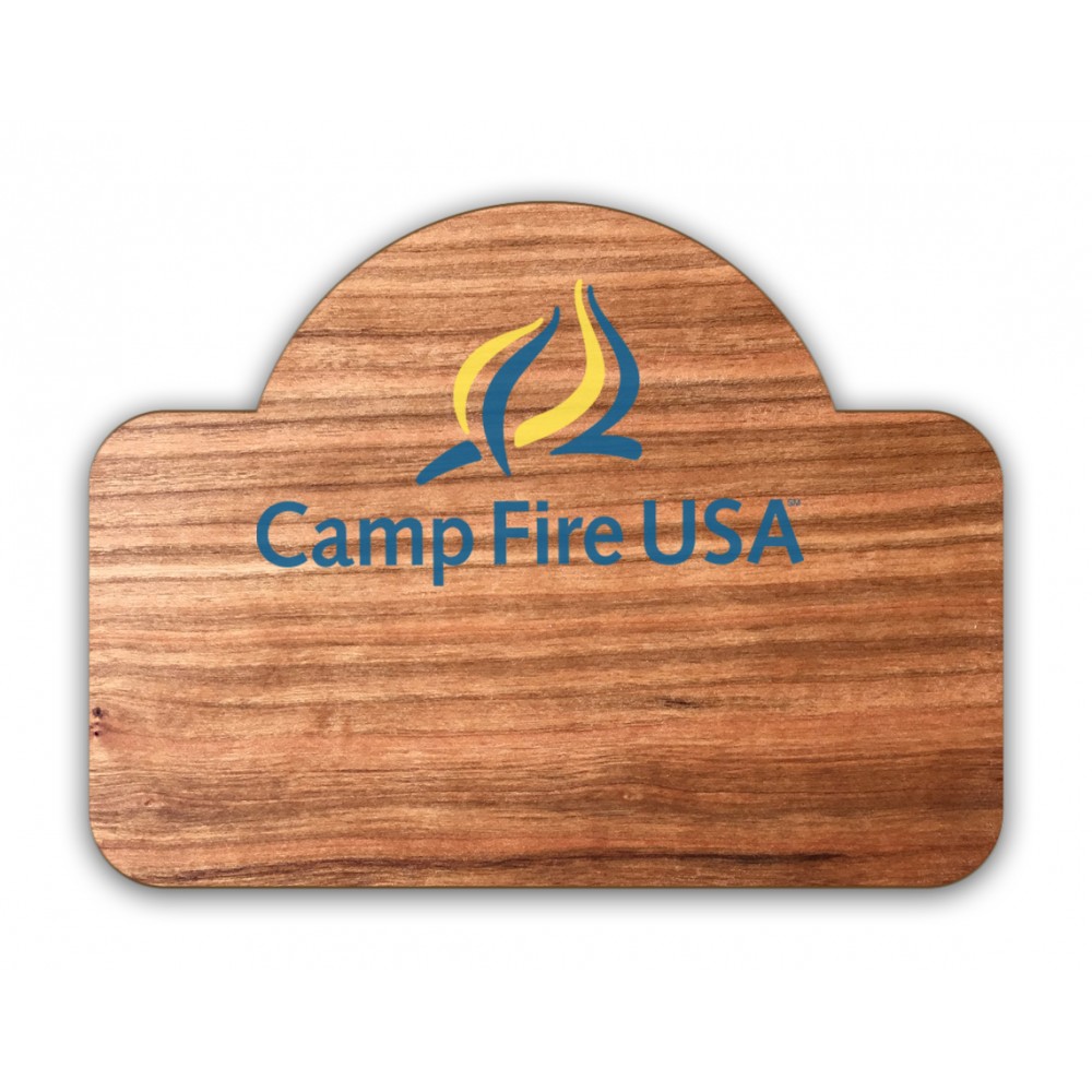 Logo Branded Wood Badge Full Color Sublimated Imprint (6-10 Sq. Inches)