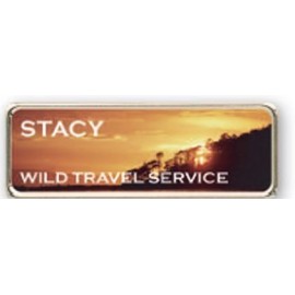 Logo Branded Metal Framed Badge (1"X3")  Logo Branded Metal Framed Badge (1"X3")