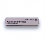 Custom Imprinted Executive Line Metal Frame Badge - Silver on Silver - 5/8"x2.5" - USA Made