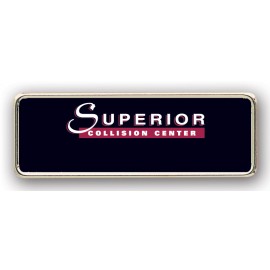 Logo Branded Metal Framed Badge 1"X3" (Screened - No Personalization)