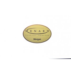 Frosted Full Color Professional Metal Badge - Gold Brass - Oval - USA Made Logo Imprinted