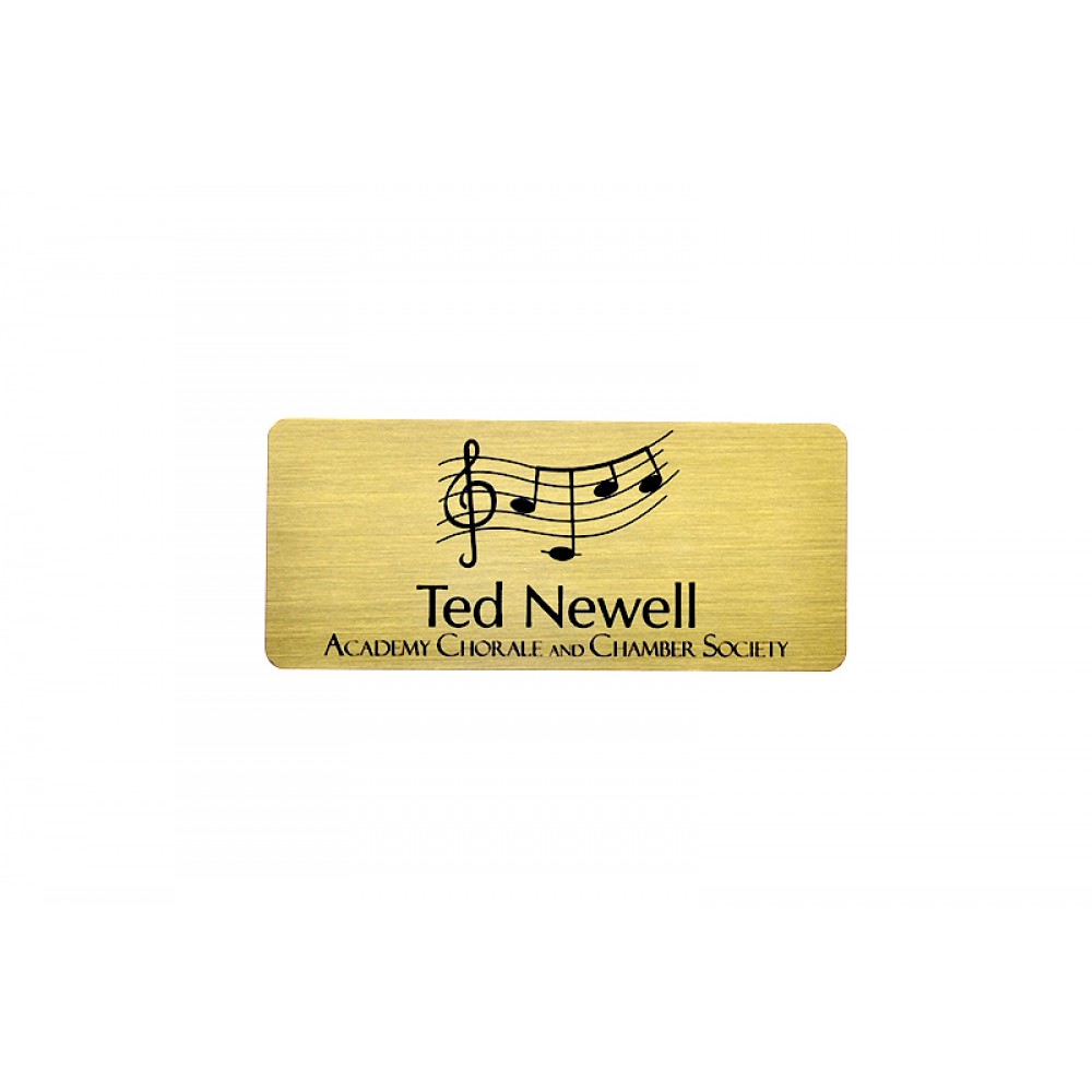 Full Color Professional Metal Sublimation Badge - Brass - 1.25"x3" - USA Made Logo Imprinted Full Color Professional Metal Sublimation Badge - Brass - 1.25"x3" - USA Made Logo Imprinted