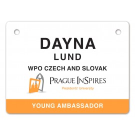 Promotional Full Color Name Badge w/ Personalization (3"X4") Square W/2 Holes for Double J-Hook Lanyard