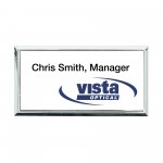 Personalized Plastic Framed Badges Square Corners (1.5"X3") (Screened & Engraved)