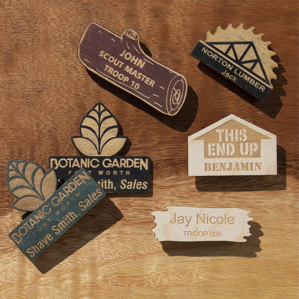 Wood Name Tags with Logo