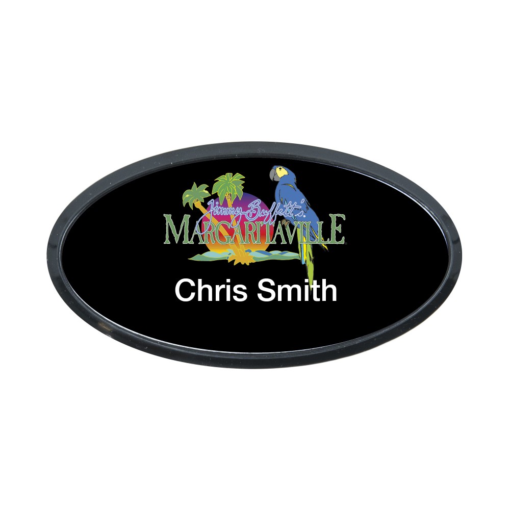 Personalized Plastic Framed Badges - Oval (1.5"X3") (Full Color)