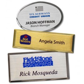 Executive Metal Oval Name Tag w/ Beveled Edge (2.75"x1.5") with Logo