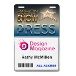 Mega Xpress Permanent Event Name Badges with Pouch, 4.5 x 6" with Logo