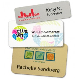 Full Color Aluminum Name Tag w/ Personalization (3"x1") with Logo