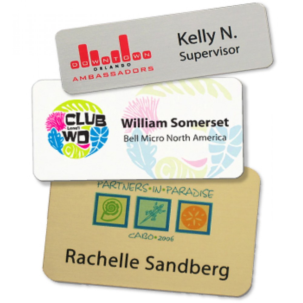 Full Color Aluminum Name Tag w/ Personalization (3"x2") with Logo