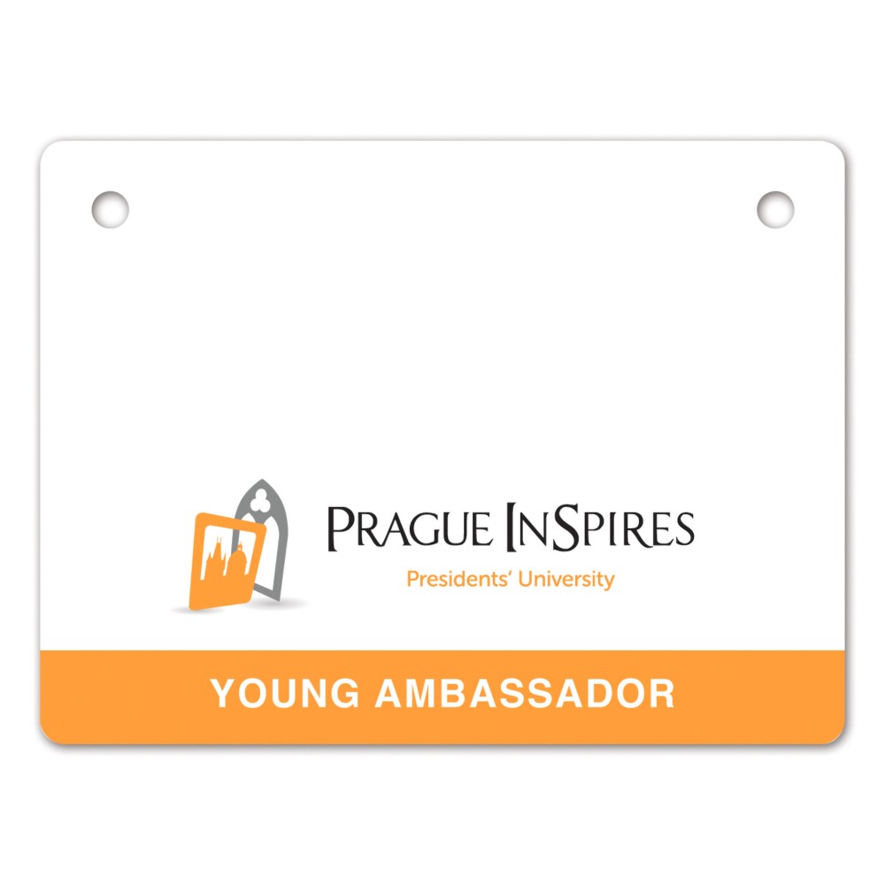 Full Color 50 Mil Name Badge (3"x4") Rectangle w/2 Holes - No Personalization with Logo