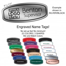 Engraved Squared Oval Nametag with Logo