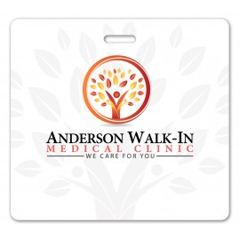 Full Color 50 Mil Name Badge (3.125"X3.375") Square - No Personalization with Logo