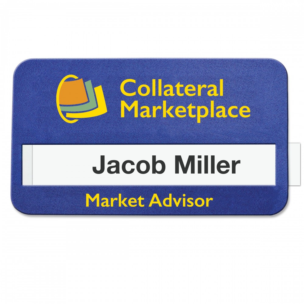 Selfit Singleline Reusable Name Badges, 2.75" x 1.5" with Logo