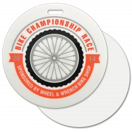 Xpress Permanent Event Name Badges, 4" Round, 4-Color Front, Blank Back with Logo