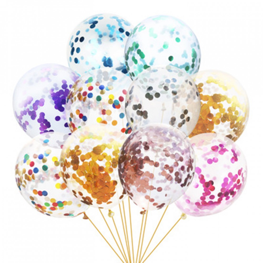 Personalized 12" Clear Balloons With Confetti Insi