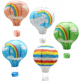 Personalized Hanging Rainbow Hot Air Balloon Paper Lanterns  Personalized Hanging Rainbow Hot Air Balloon Paper Lanterns